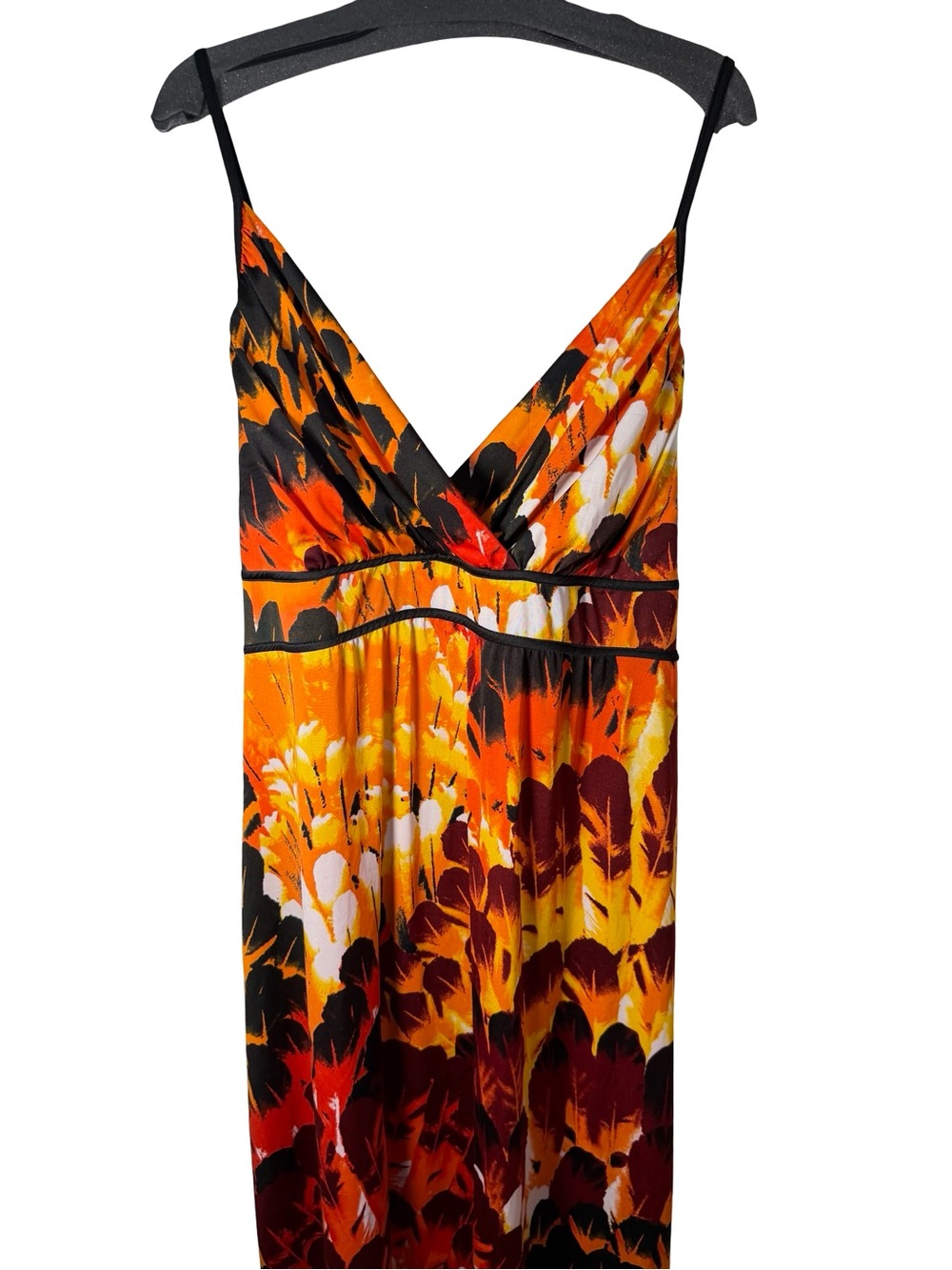 Plus Size Sleeveless V-Neck Maxi Dress in Sunset Floral Print